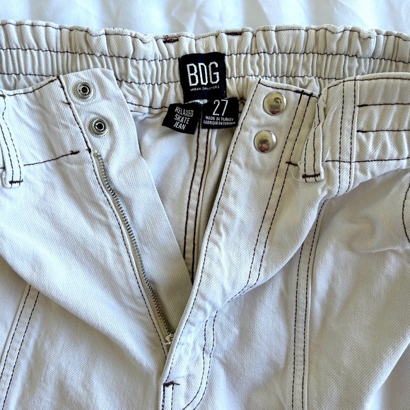 Sz 27 Urban Outfitters UO BDG Ecru Skate Jean Wide Leg Off-White Pants - Picture 10 of 13
